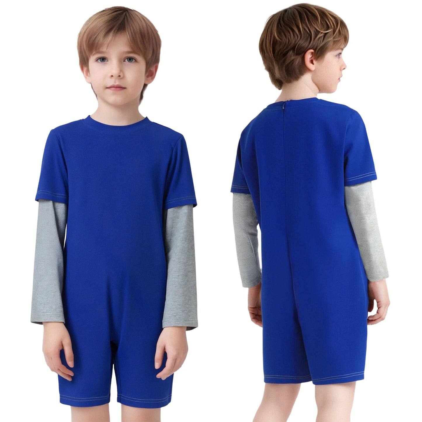 Children Special Needs Adaptive Clothing Solid Color Long Sleeve Zipper Back Jumpsuit Cotton Rompers Workout Sports Bodysuit