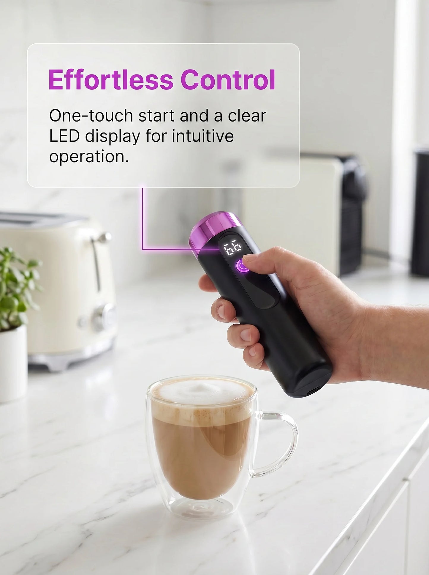 Electric Milk Frother USB Rechargeable Handheld 3 Speeds Coffee Foam Maker Cappuccino Frothing Wand Mixer for Kitchen Cafe Use