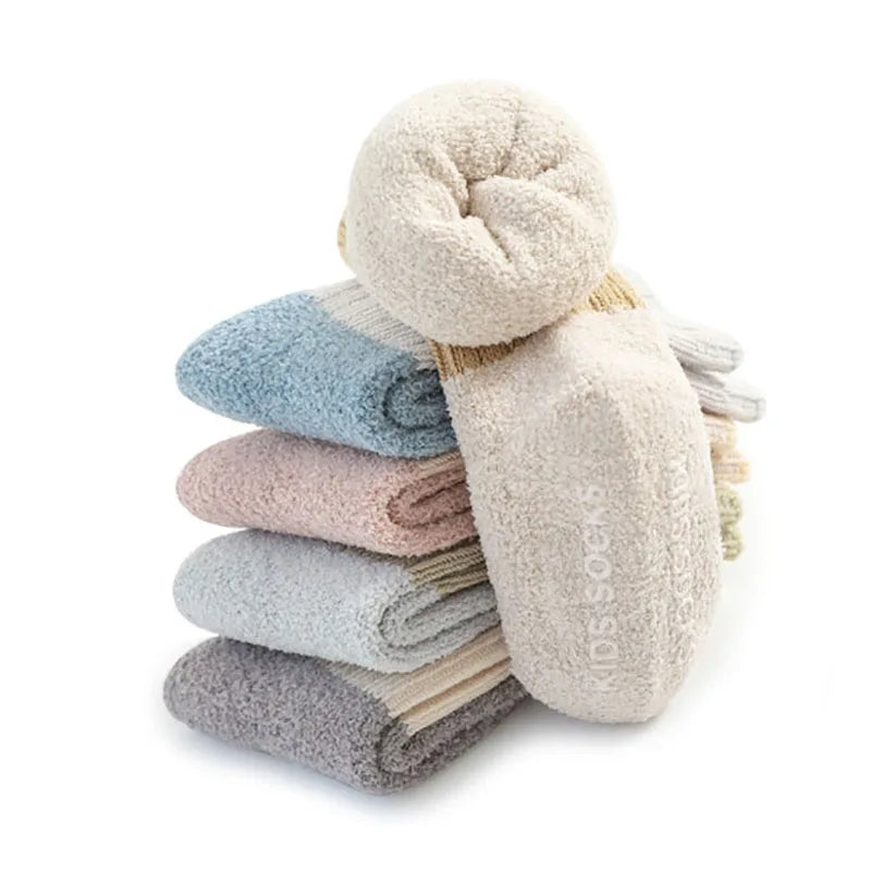 MILANCEL Winter New Baby Socks Infant Patchwork Non-slip Socks Newborn Baby Thickened Warm Socks