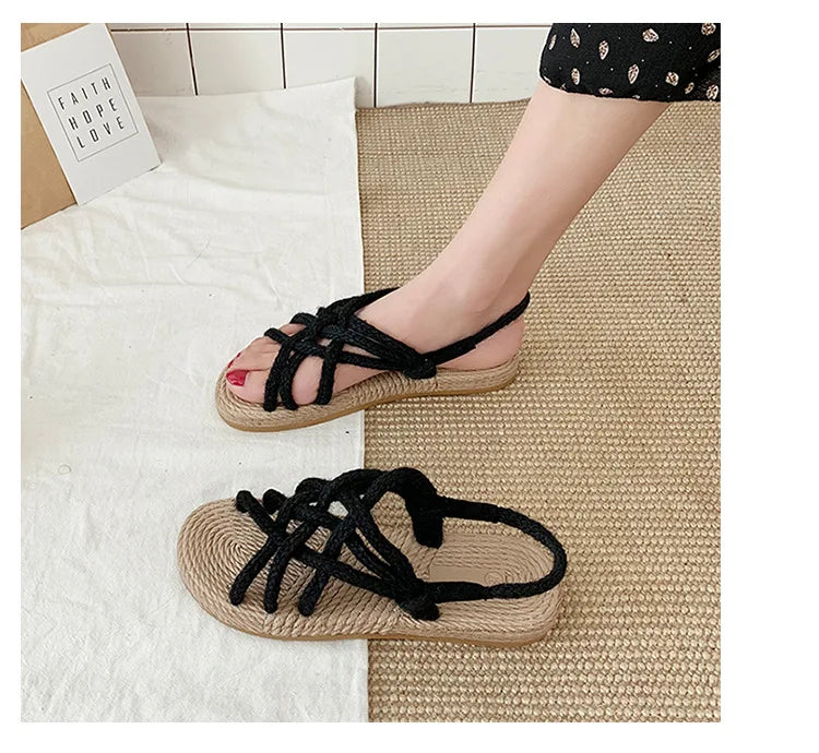 Woman Sandals Shoes Braided Rope with Traditional Casual Style and Simple Creativity Fashion Sandals Women Summer Shoes Zapatos