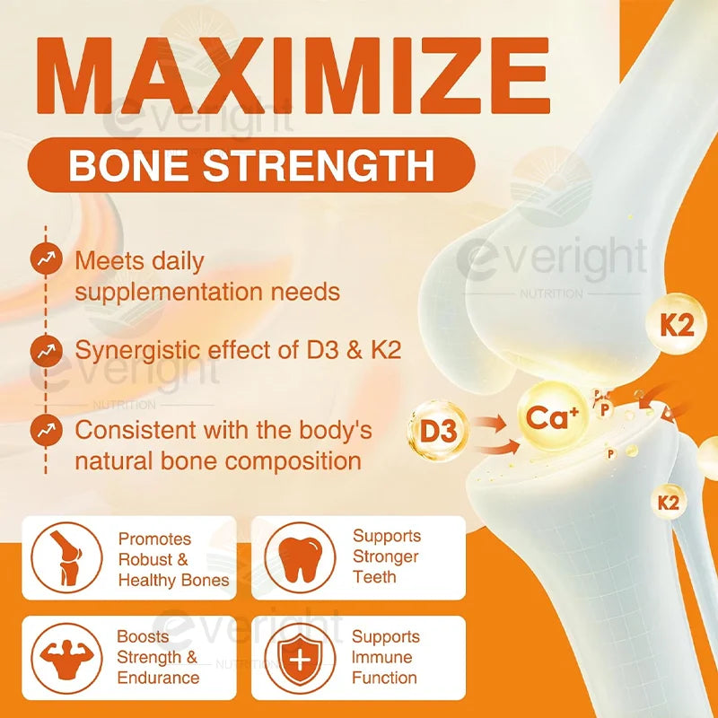 Vitamins D3 + K2 Organic Supplements High Bioavailability - Supports Bone Density, Calcium Balance, Immunity & Mood Health