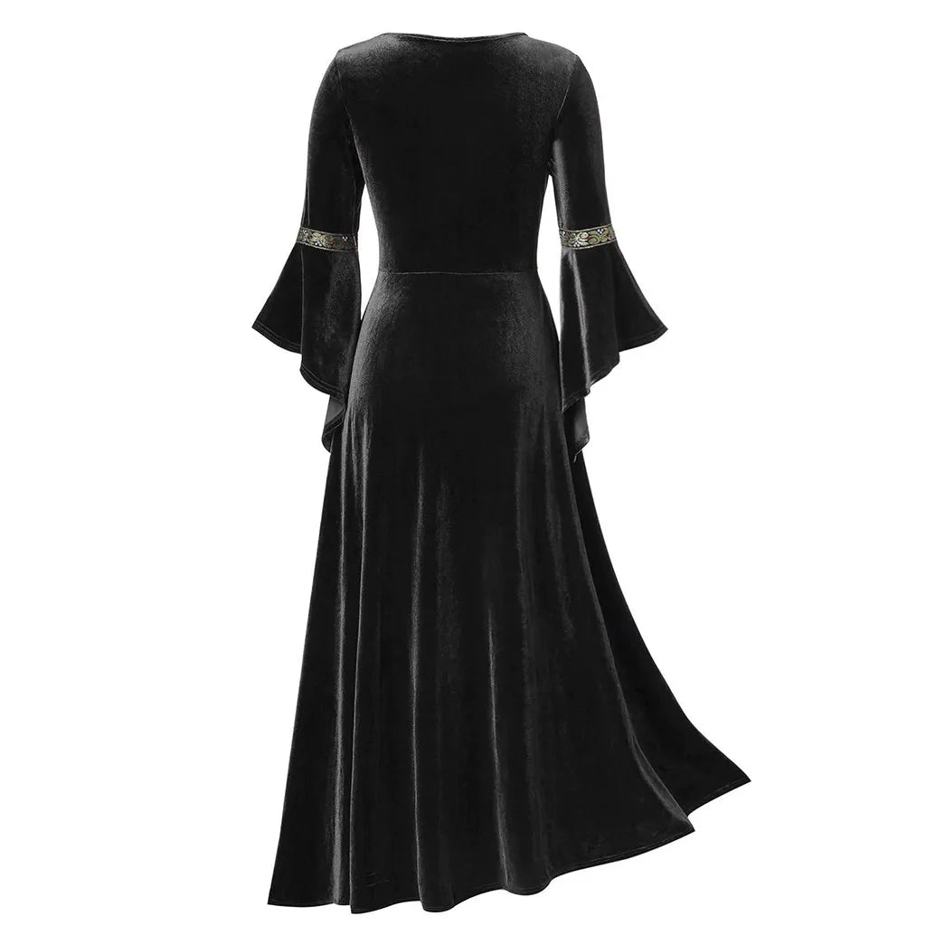 Halloween Women Dress Costumes For Women Long Sleeve Medieval Cosplay Vintage Vampire Witch Victorian Gothi Bandage Dress