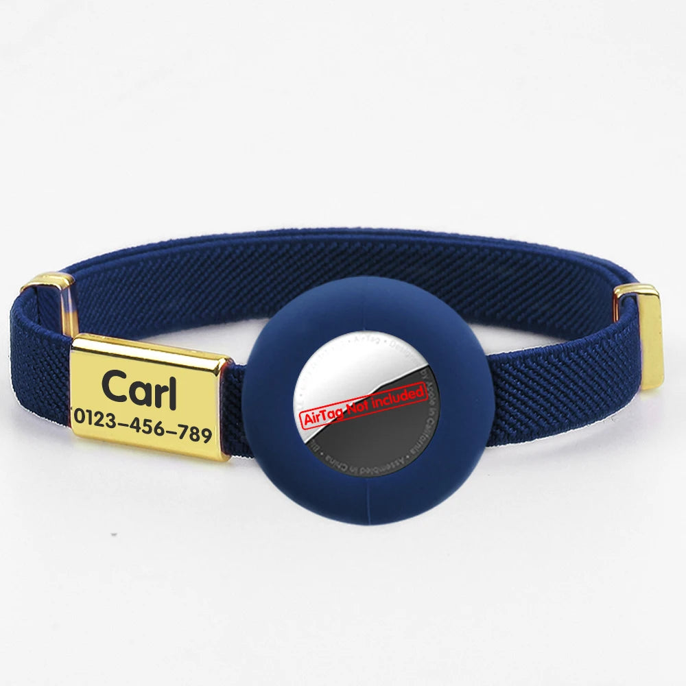 Cute Breakaway Cat Collar with Customized Name Tag Elastic GPS Tracker Kitten Collar with Air Tag Holder Adjustable Pets Collars