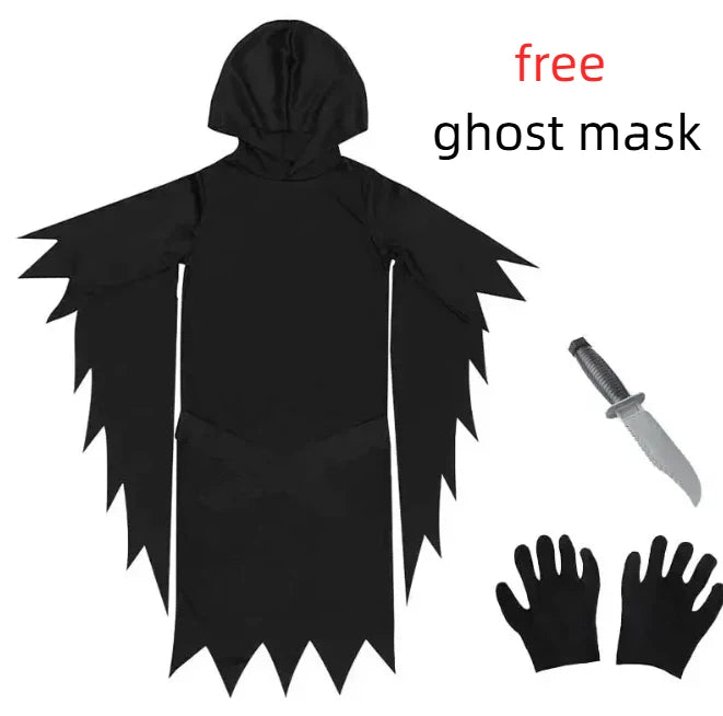 Kids Scream Costume Children Fancy Dress Halloween Party Horror Death Ghostface Costume Boys Teens