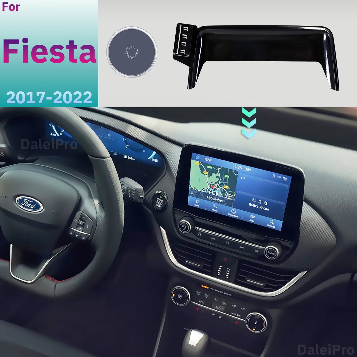 For Ford Fiesta MK8 2017-2020 2021 2022 Car Phone Holder Fixed to Screen Car Magnetic MagSafe Wireless Charger Mount Accessories