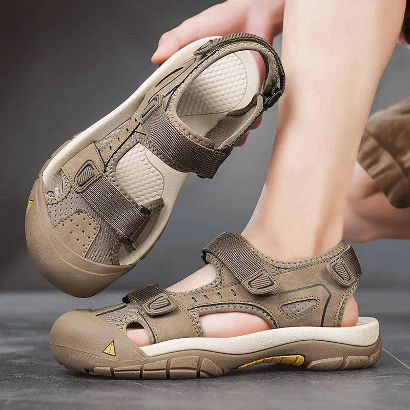 Vacation Summer Flats Non-slip Man Sandals New Design Men's Beach Shoes Handmade Leather Sandals Fashion Suitable Casual Shoes