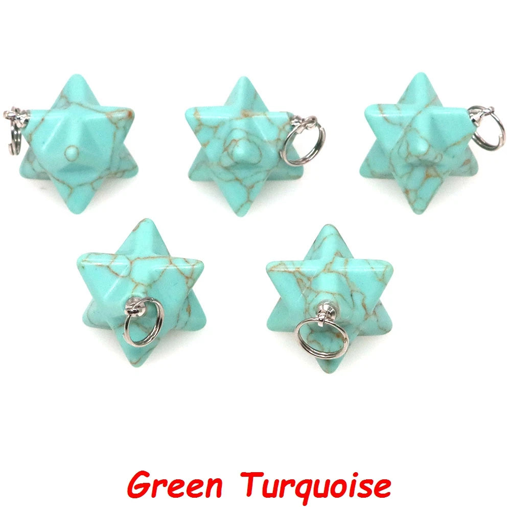 13mm Merkaba Star Pendant Natural Hexagram Stone Necklace Reiki Healing Crystal Wiccan Energy Gemston For DIY Jewelry Home Decor