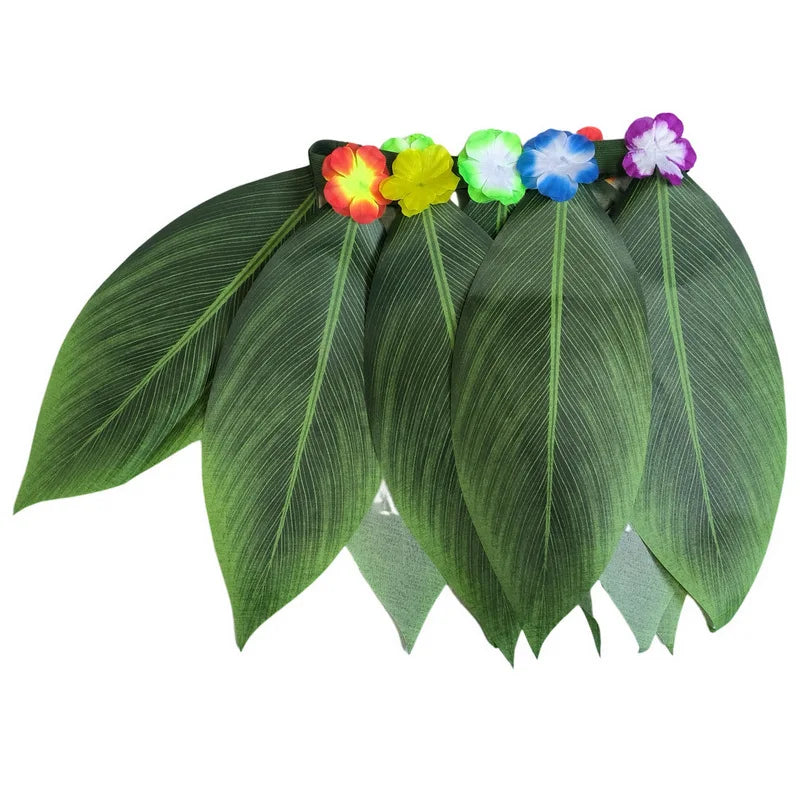 Halloween Costume for Girls Chirdren Summer Red and Green Floral Hawaiian Party Dress with Wreath Outfit for Halloween