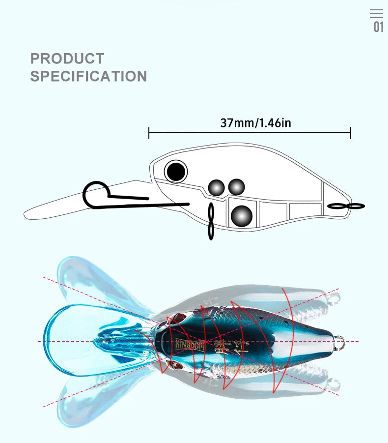 Kingdom Crankbaits Fishing Lures  5g 37mm Slow Sinking Minnow Swing Small Cranks Artifical Baits Hard Wobblers For Bass Trout