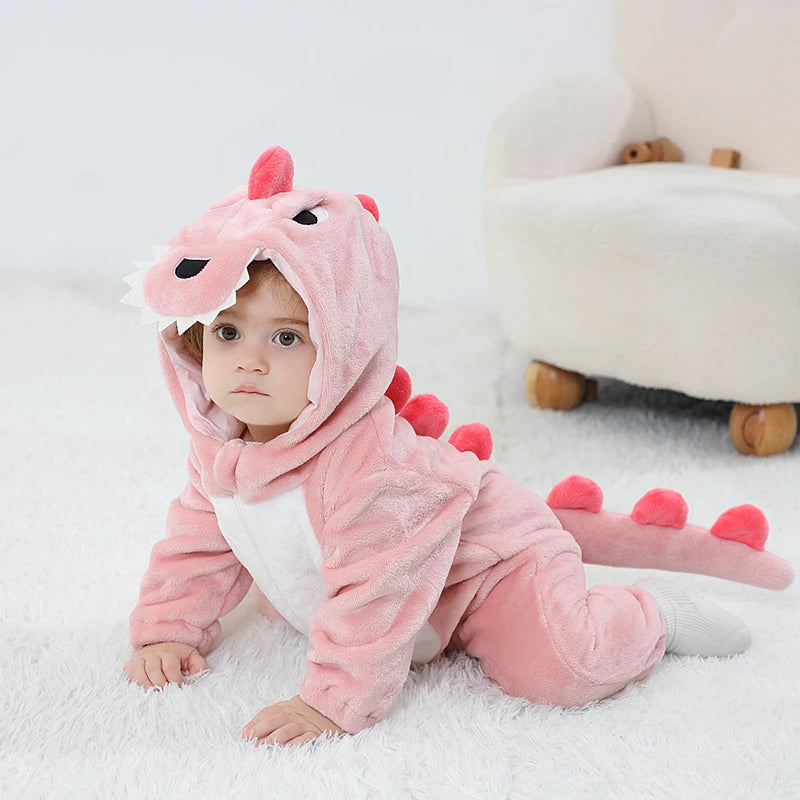 Halloween Baby Rompers Kigurumis Lovely Dinosaur Cartoon Pajamas Clothes Infant Boys Girls Baby Onesie Romper Newborn Hooded