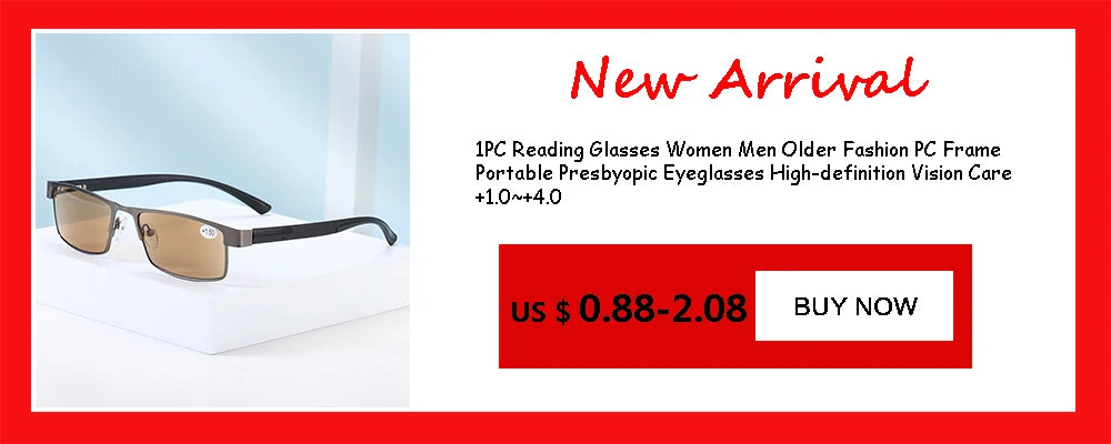 New Anti Blue Ray Reading Glasses Smart Automatic Zoom Reading Glasses Autofocus Power +1.0(100) ~ +7.0(700) Half-Rim Unisex
