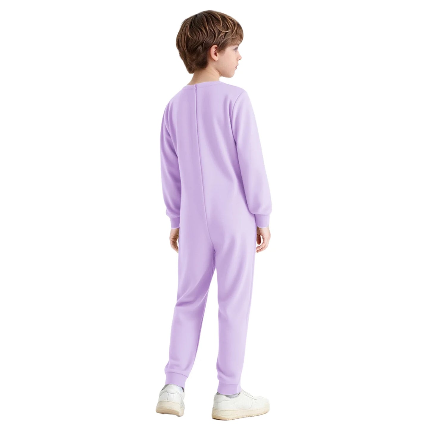 Children Special Needs Adaptive Clothing Solid Color Long Sleeve Zipper Back Jumpsuit Cotton Rompers Workout Sports Bodysuit