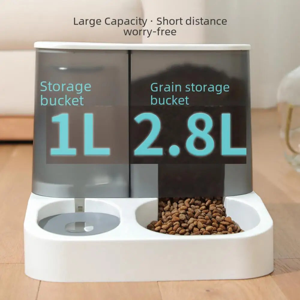Automatic Dog Water Feeder Integrated Large 2.8L Capacity Transparent Visual Food Storage Bowl Pet Dog Cat Bowl