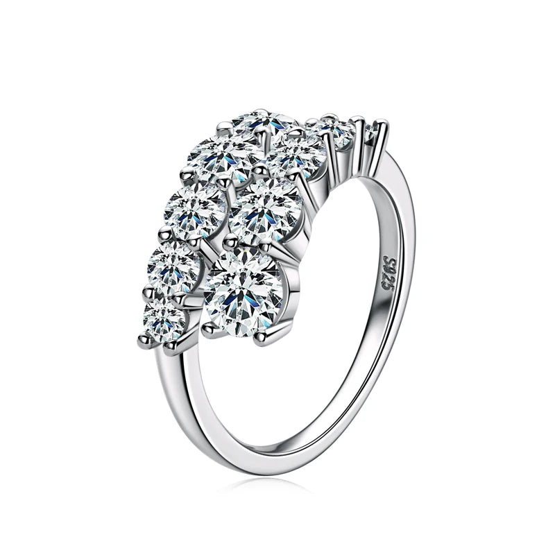 Anziw 925 Silver Moissanite Rings Woman Bands 10 Stones 3.26cttw Sparkling Diamond Twist Shank Wedding Ring Engagement Jewelry