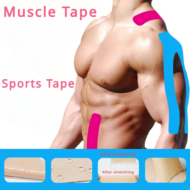 Sports Waterproof Kinesiology Tape Stickers Athletic Bandage  Protector Strapping Pain Relief Tennis Gym