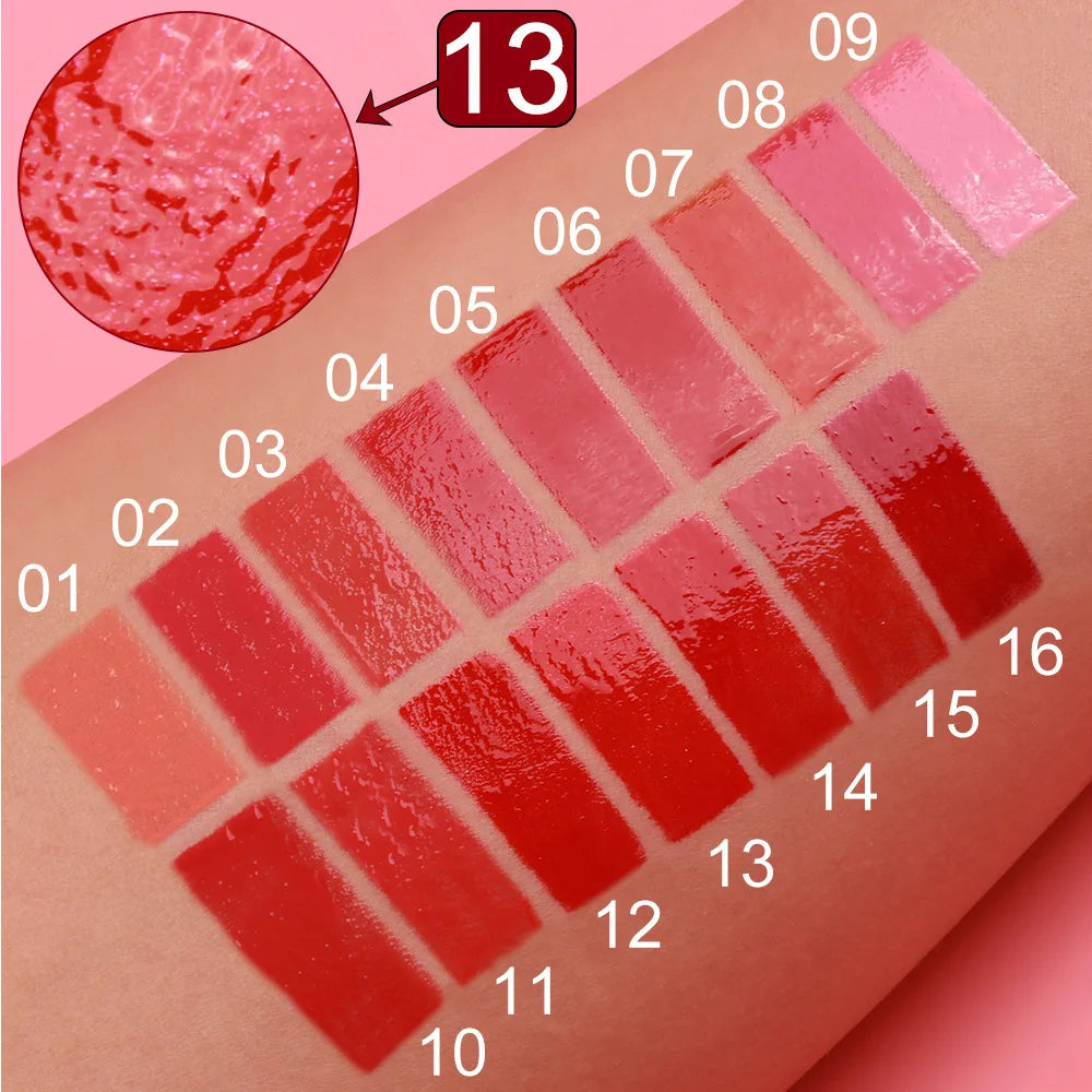 DUNUF High Quality Mirror Gloss Herorange Lipstick Lip Gloss Make-up Lightly Glass Moisturizing Plump Lip stick Lipgloss Gifts