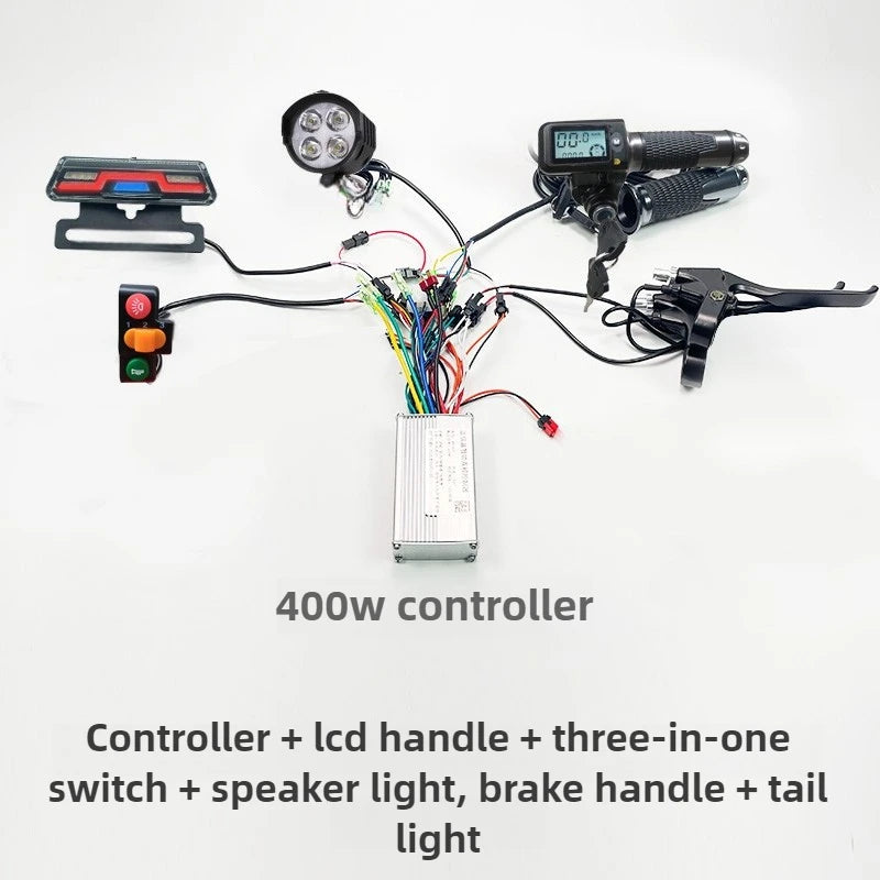 E-Bike Scooter Controller Kit 48V-60V 400W 15-18A Compatible Full Wire Harness for Electric Bicycle Conversion Braking System