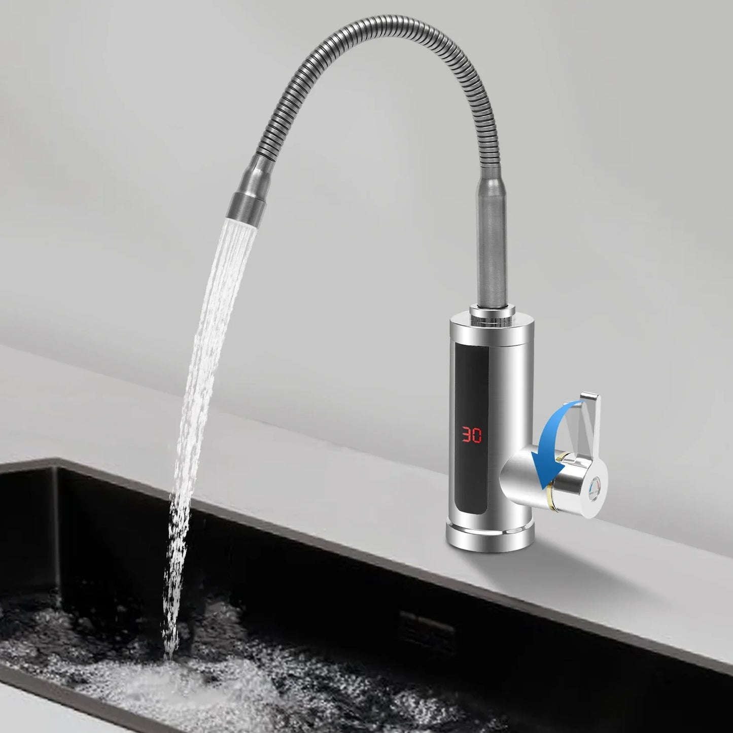 3000W Instant Electric LCD Faucet Instant Tap 360° Fast Heater Heating Hot/Cold Water Supply for Bathroom Kitchen
