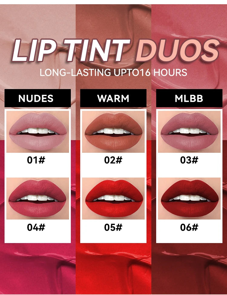 6 Colors of Long-Lasting Velvet Liquid Lipstick with Matte Texture Waterproof Non-Stick Cup Professional Lip Makeup Products