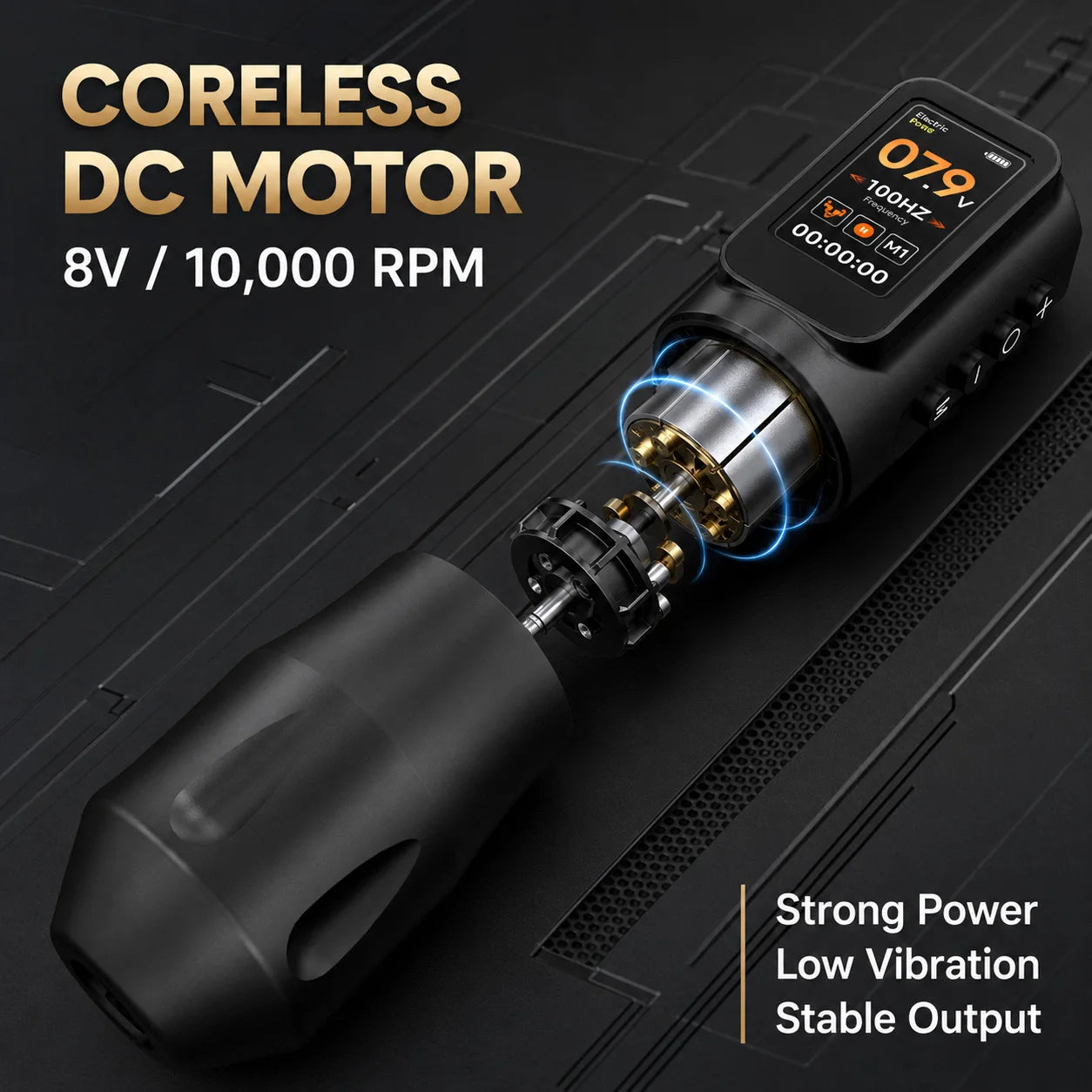 Elf PRO Wireless Tattoo Pen Machin 1700mAh Battery 2.4-4.2mm Adjustable Stroke Display Charge Tattoo Gun Permanent Makeup