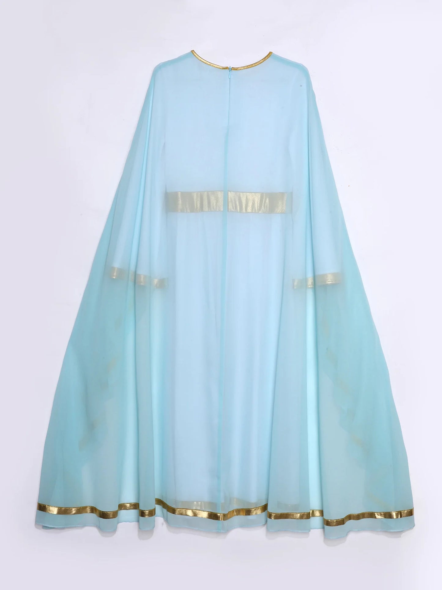 Halloween Virgin Mary Costume for Kids Girls Fancy Greek Princess Cosplay Long Sleeve Ruffle Dress with Chiffon Cape Theme Party