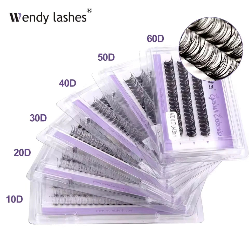 WENDY 3 Rows 10/20/30/40D Bundles Heat Cluster Eyelashes Extension D Curl DIY Individual Faux Mink Thick Volume Grafting Lashes