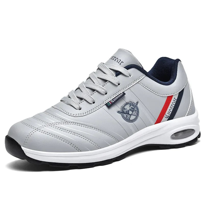 Men's Spring Autumn Casual Breathable Sport Shoes Shock Absorption Comfortable Leather Sneakers Korean Style Ankle High Mesh Lin