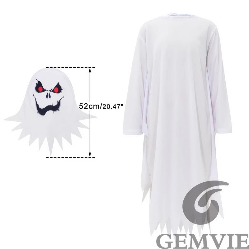 Halloween Boys Girls White Ghost Scary Cosplay Costume for Kid Child Stage Performance Carnival Party Dress Up Suit