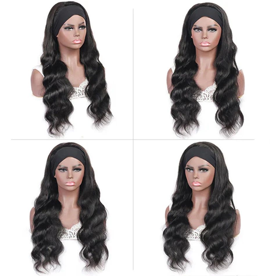 Headband Wig Human Hair Body Wave Glueless Wigs Full Machine Made Wig Peruvian Human Hair Wigs For Black Women Easy to Go 250%