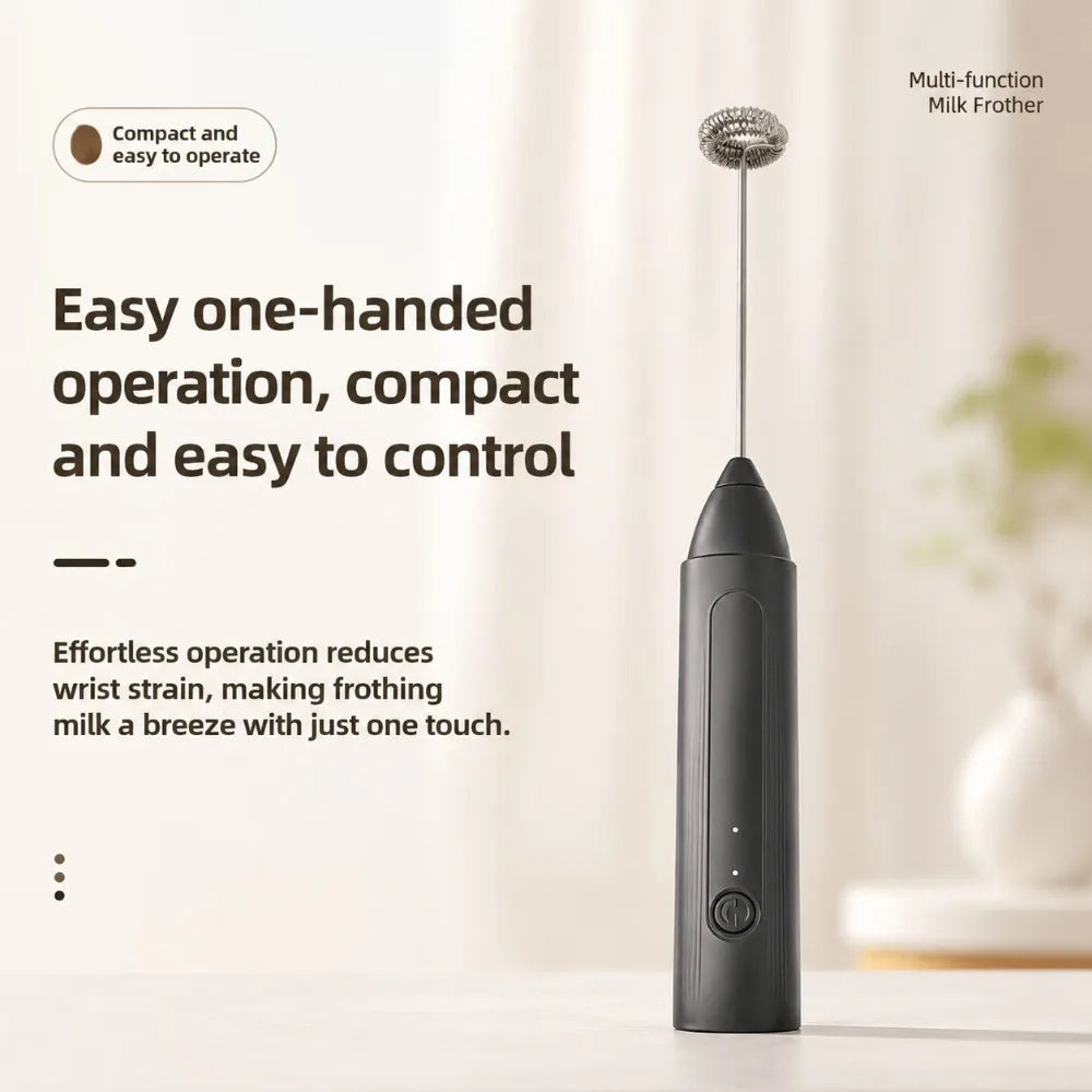 Electric Coffee Frother/MILK Whisk+Egg Beater MINI Food Blender USB Rechargeable Handheld Three Speeds Espresso Tools