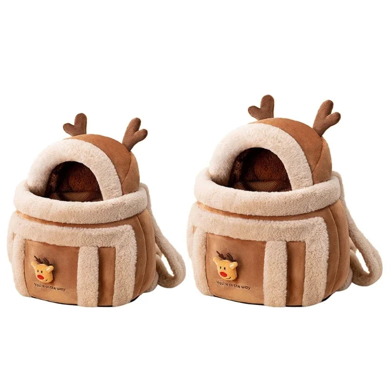 Winter Warm Cat Carrier Portable Pet Travel Bag Luxury Furry Lined Handbag Outdoor Car Seat Nest For Small Dogs Cats