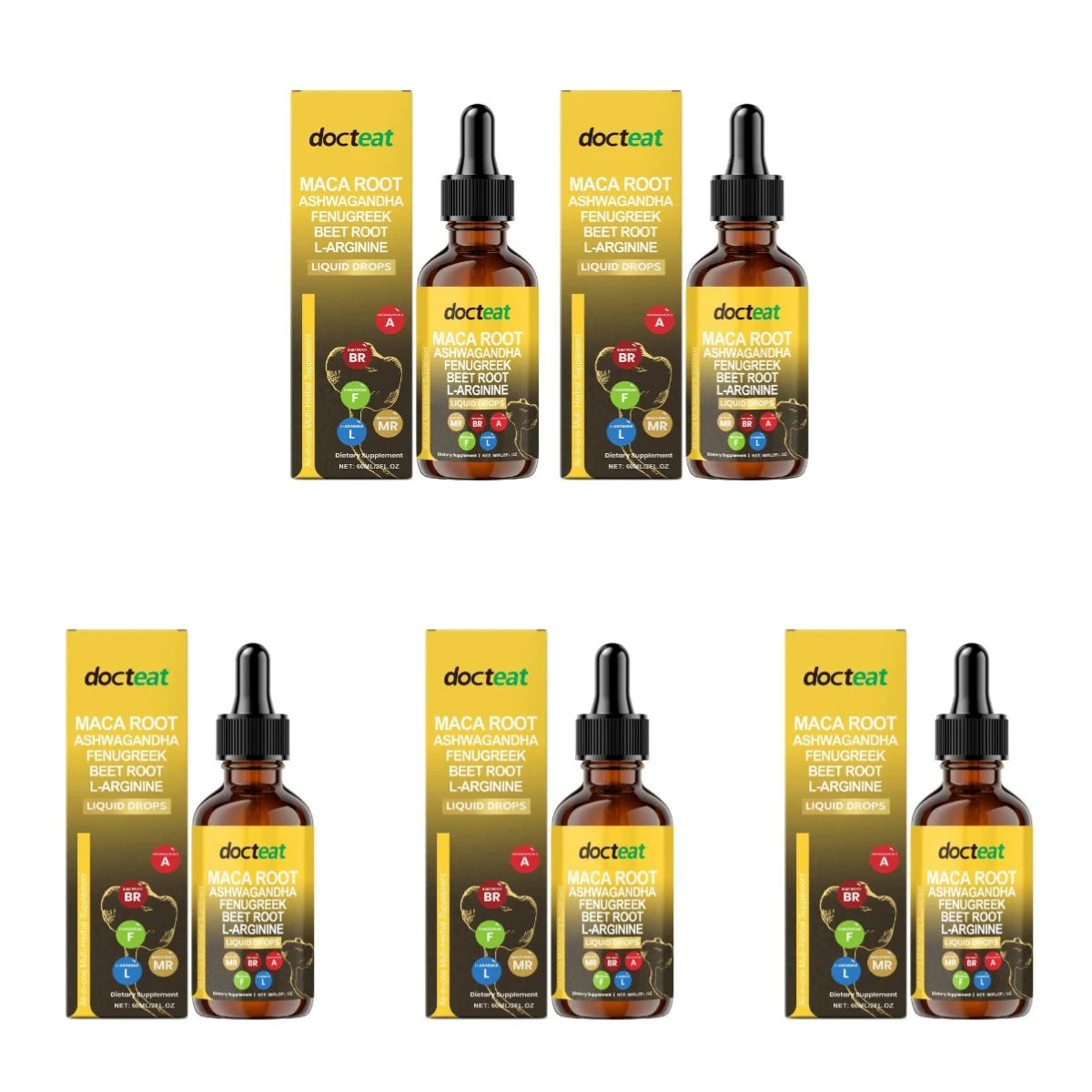 Maca Root Beet Root L-Arginine Liquid Drops Herbal Supplement for Men Energy Vitality Active Daily Wellness Support 60ml