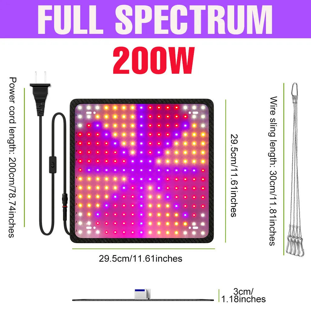 200W LED Grow Light Full Spectrum Quantum Board Plant Cultivation Lamp For Indoor Potted Flower Greenhouse Tent Tomato Vegetable