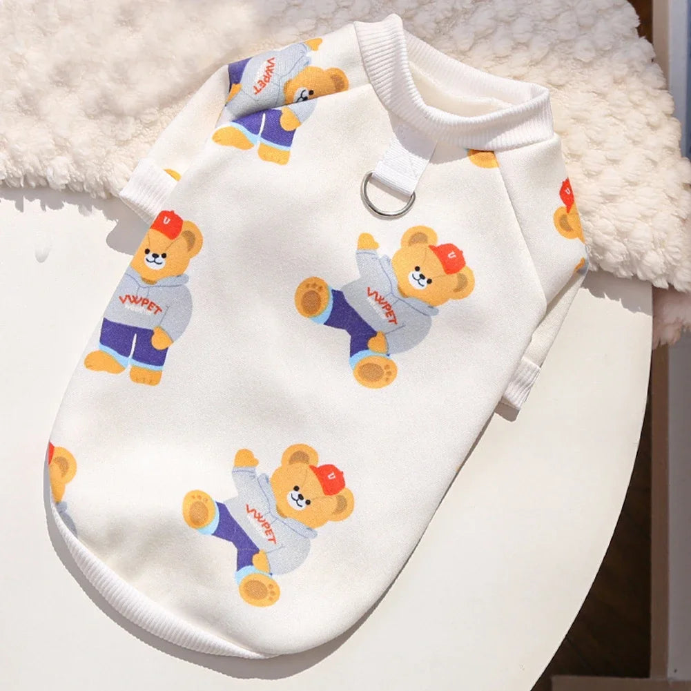 Universal 7.5-45kg Bear Patttern Pet Dog Cat T-shirt Cotton Dog Soft Breathable Clothes for French Bulldog Mediun Large Dogs