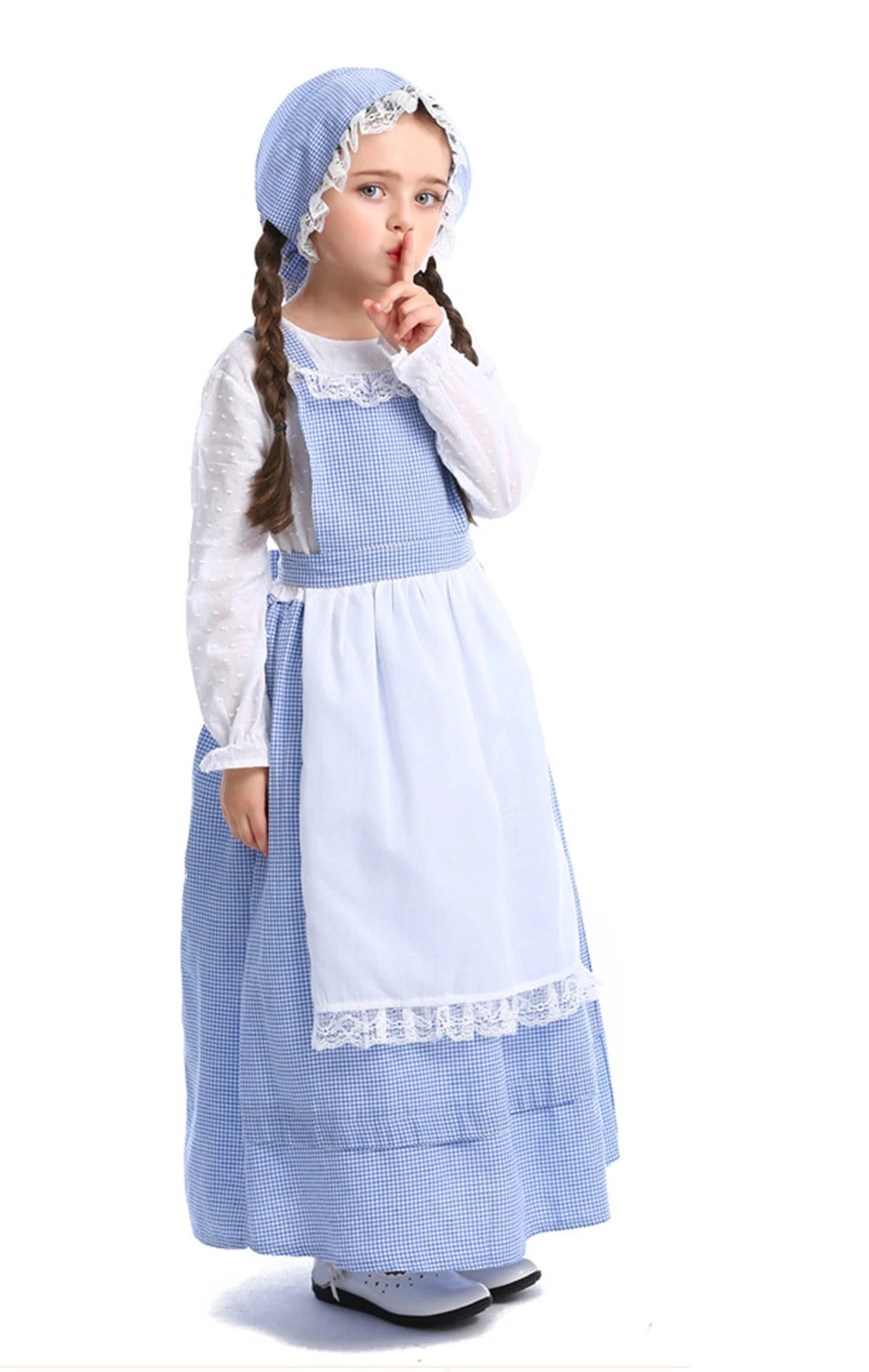 Frocks for Girls Kids Little Red Riding Hood Fairy Tale Drama Performance Costume Maid Suit Floral Pastoral Style Casual Dress