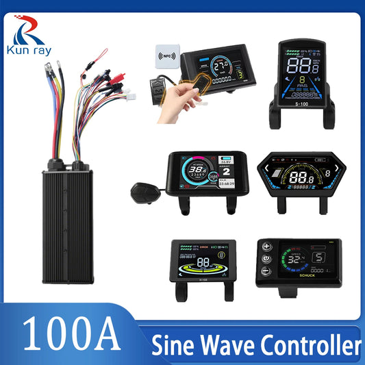 Ebike Sine Wave Display Controller 100A Three-Mode 48V52V60V72V with Learning Function UKC1 LCD Color Display 3000W5000W Motor