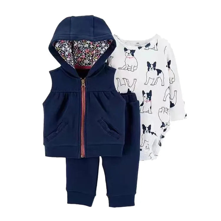 3-piece Suit Summer Baby Clothes Sets Baby Short Sleeve Shorts Cover Clothes Cute Girls Bebe Children Cotton 100% Clothing 6-24M