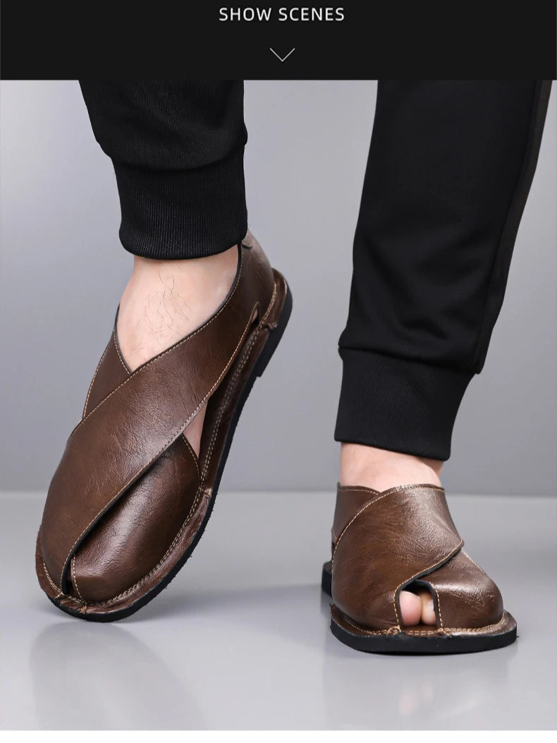 Men's Casual Sandal Retro Roman Style 2025 Summer Fashion Trend Hollow Breathable Comfortable Lightweight Outdoor Beach Sneakers