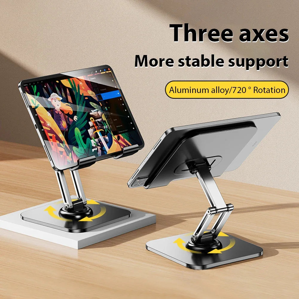 Tablet Holder Carbon Steel Stand with 360° Rotation Adjustable Stand For iPad Pro Air Mini Mobile Phone Desk Bracket 4-15 Inch