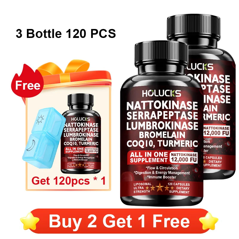 Liposomal Enzyme Blend Capsules Nattokinase Vitamin C B6 Magnesium, Support  Vascular, Enhance Digestion & Circulation  Health