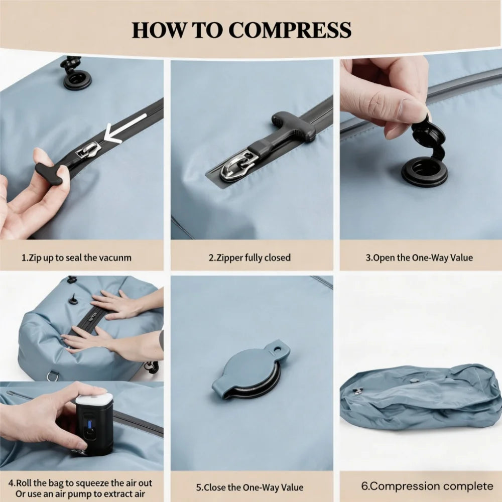34L Vacuum Storage bags,Travel essentials suitcases Clothes organizer packaging bag practical compression packing cubes