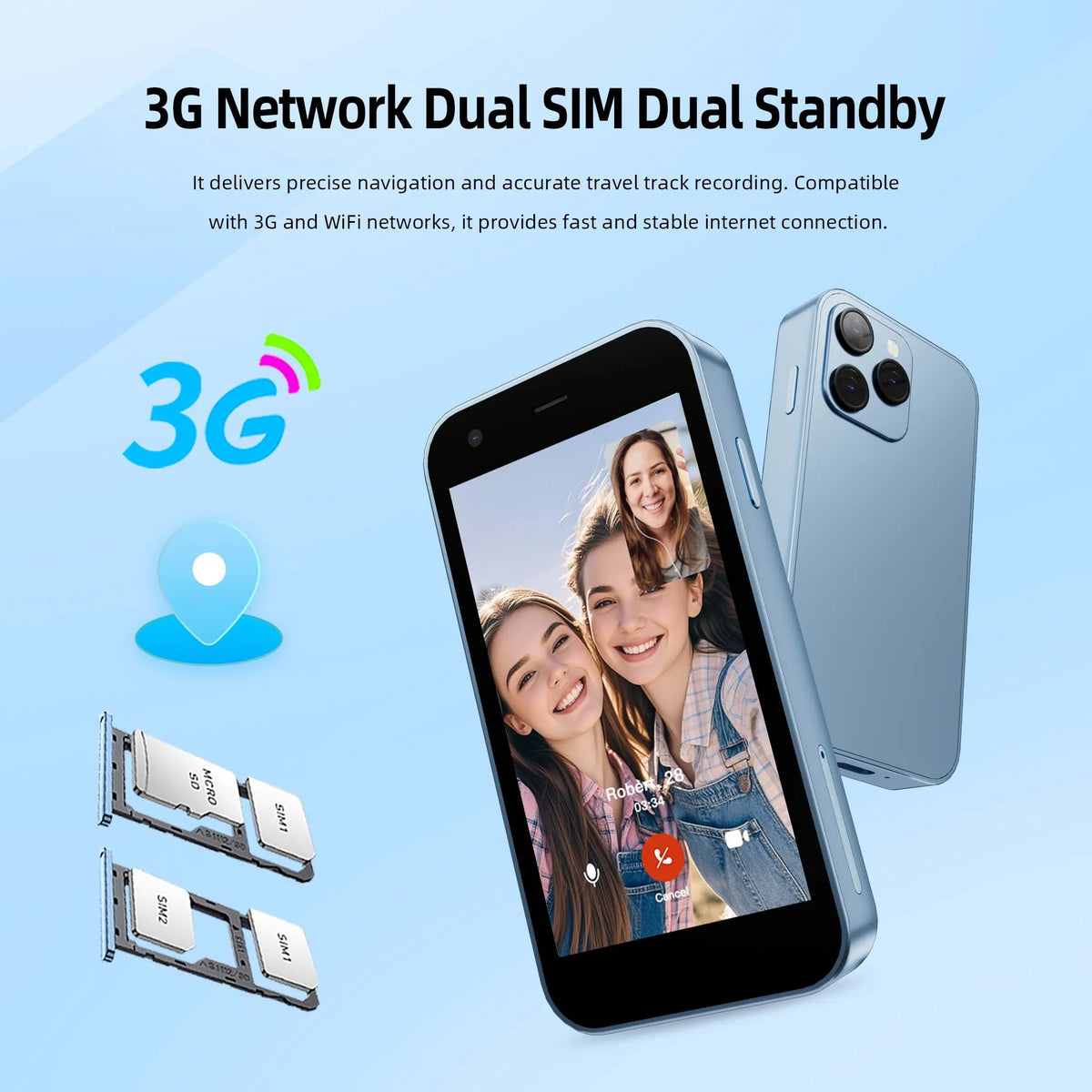 SERVO 15SE Ultra Mini Palm Smartphone 3G WCDMA Android Dual SIM WiFi Hotspot GPS Play Store 16GB ROM 3.0" Pocket Mobile Phone
