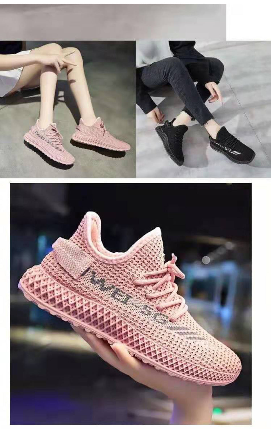Women's Sneakers 2023 New Fashion Breathable Trainers Comfortable Sneakers Women Mesh Fabric Lace Up Female Footwear Women Shoes