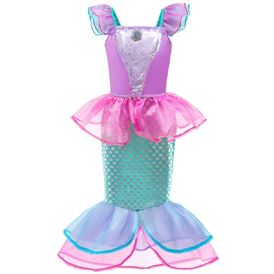 Kids Princess Costume Children Elsa Anna Rapunzel Mermaid Ariel Fancy Dress Girls Carnival Pageant Halloween Party Clothes