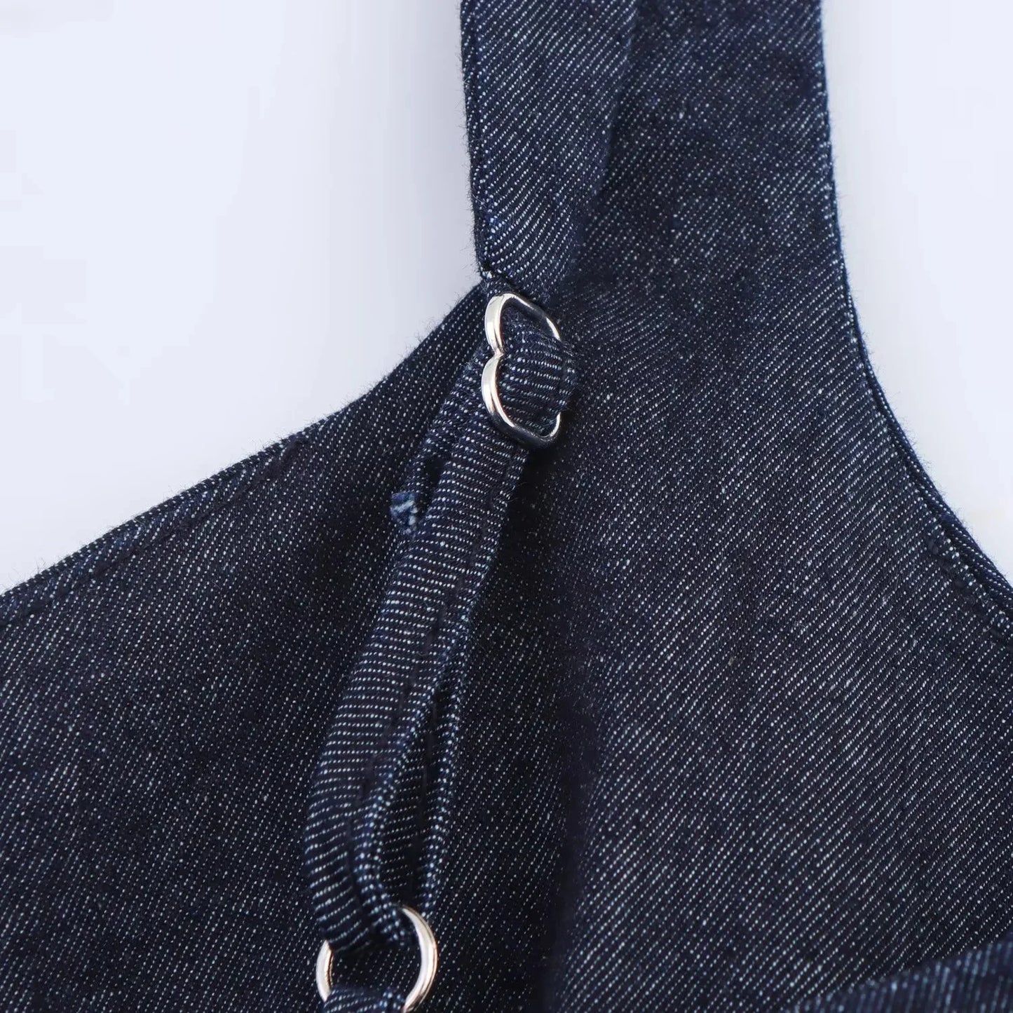 KONDALA Elegant Denim Suspender Dress Women's Single Breasted Hip Wrap Slim Dress 2025 Spring Summer Casual Versatile Lady Dress