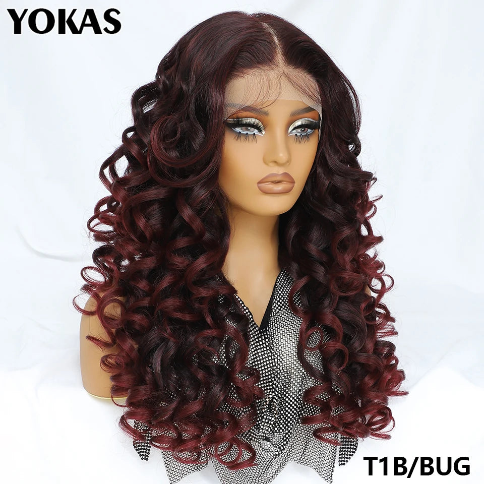 Lace Frontal Wigs 13X6 Synthetic Curly Lace Frontal Wigs With Bangs For Afro Women Pink Blonde Women Wigs With Baby Hair Latisha