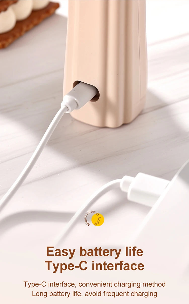 Electric Wireless Egg Beater Mini Coffee Mixer Handheld USB Charging Automatic Whipping Of Egg Whites Cream Home Baking