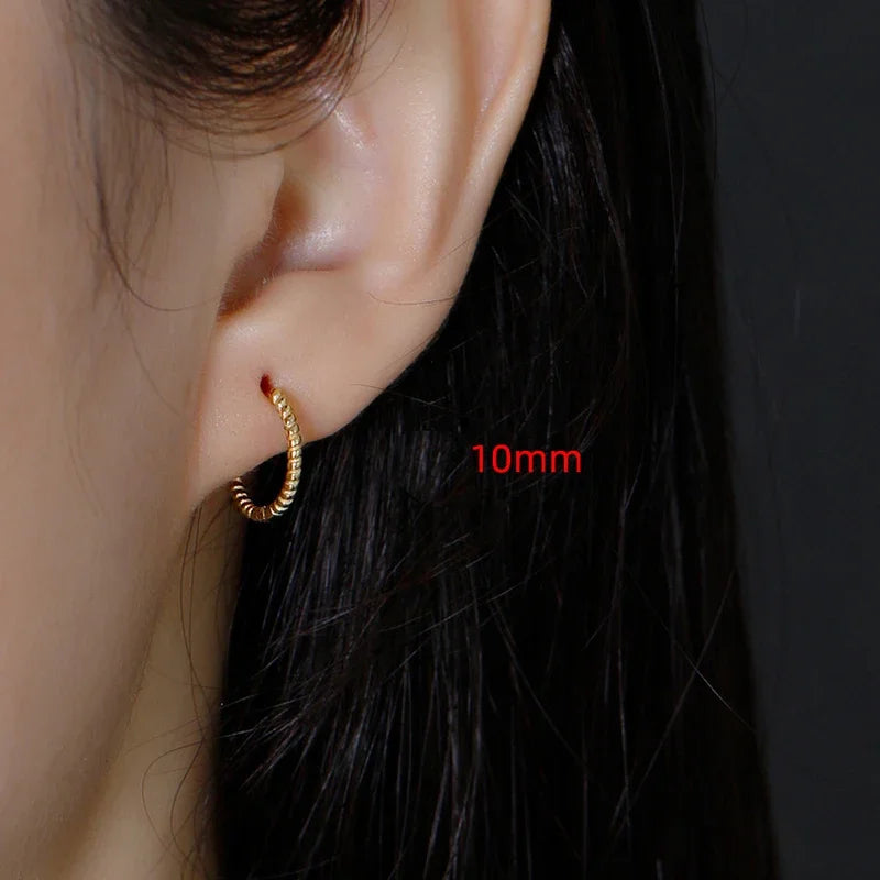 Real 925 Sterling Silver Twisted Rope Shape Hoop Earrings for Women Minimalist Fine Jewelry Light Luxury Accessories