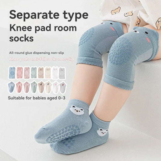 Kids Knee Pads & Baby Floor Socks Set, Anti-Slip Crawling Socks for Toddlers, Walking Learning Sports Protection, Infant Safety