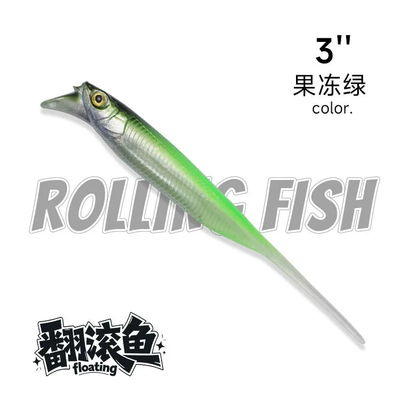 Competition Edition Floating TPE Soft Bait 2.5" 3" Midosto Wacky Rig Lure Rolling Action for High-Pressure Fishing for Bass Pike